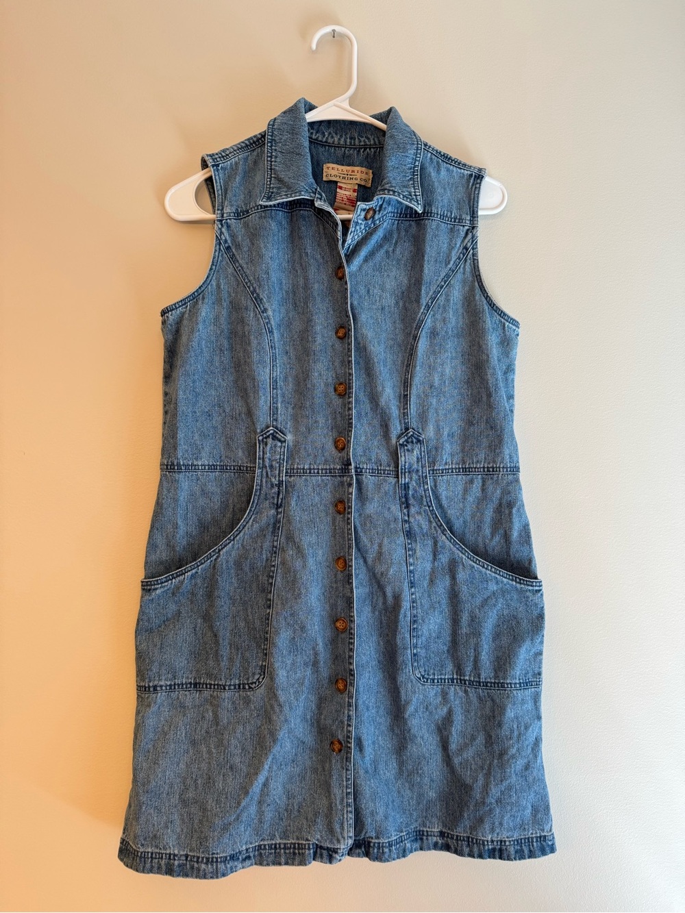 Telluride vintage western Button-Front Denim Dress - Blue